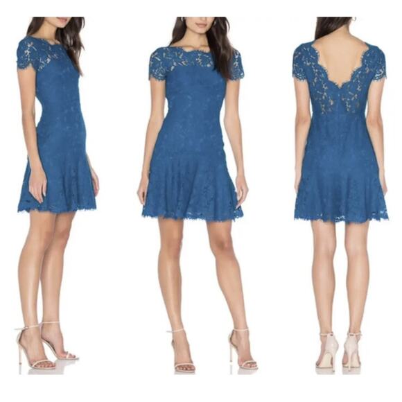 Diane Von Furstenberg DVF Womens Fifi Royal Blue Short Floral Lace Dress 6 M NWT - Picture 4 of 14